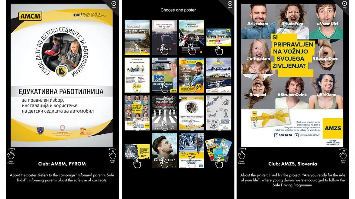 Screenshots FIA app