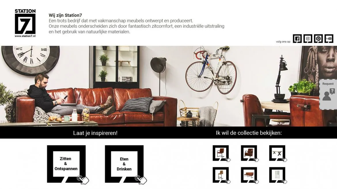 Screenshots van de Station7 app